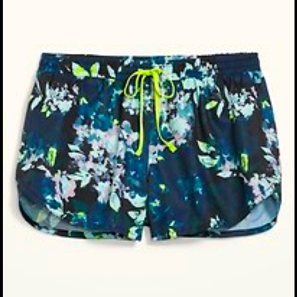 Old Navy-Mid-Rise 3" Dolphin Hem Run Shorts-(Floral)-M - Picture 1 of 4